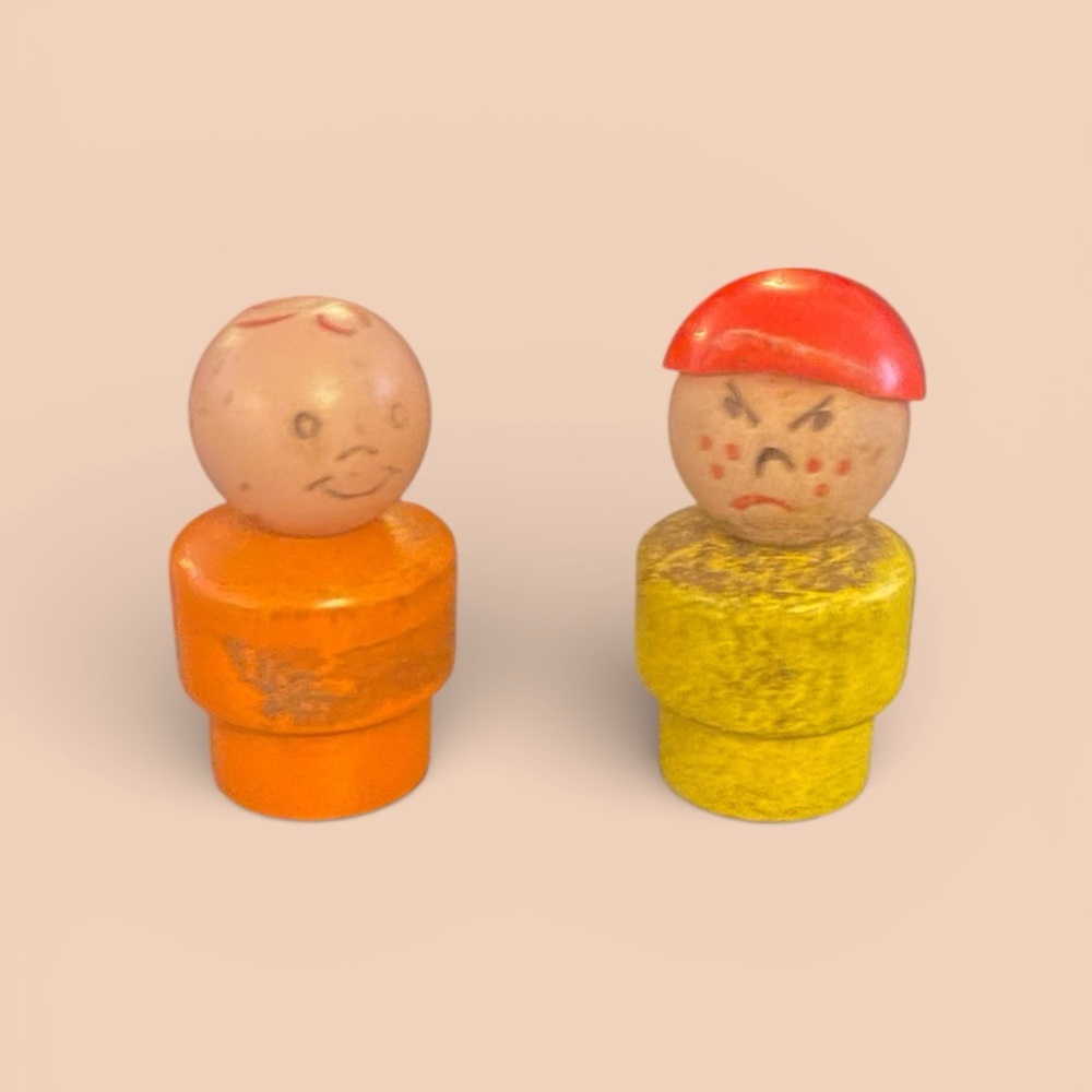 Two Fisher-Price wooden little people 70’s